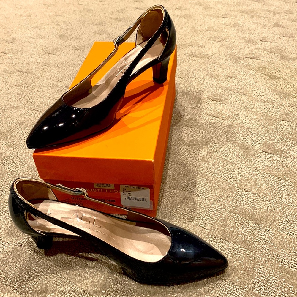 AGL patent leather 2 inch cutout pumps
